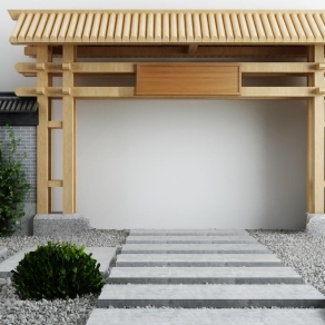 新中式入口大门门3D模型下载